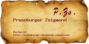 Pressburger Zsigmond névjegykártya
